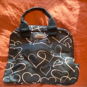Black and White Heart Pattern Insulated Lunch Bag